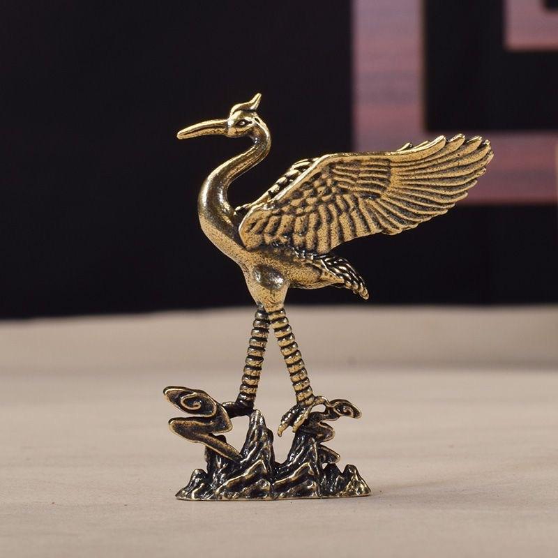 

Brass Crane Figurines Miniatures Desktop Ornaments Living Room Decorations Crafts Accessories Small Animal Statue Decor светло-серый