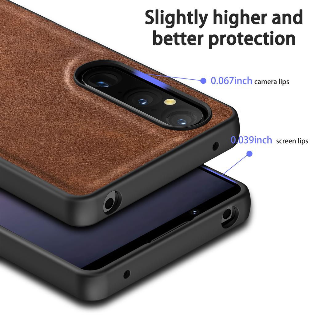 For Sony Xperia 1 V PU Leather+TPU+PC Phone Shell Retro Phone Case Drop Protection Phone Cover