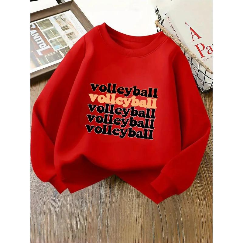 Kids Sweatshirt Hoodie for Girls with a Round Neck - Perfect for Volleyball, Machine Washable, Suitable for Spring And Autumn