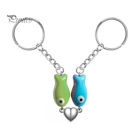 

Керамические рыбки парные брелки магнитный ремешок в форме сердца парные подвески для телефона парные вещи подарки на день святого валентина зелёный/синий
