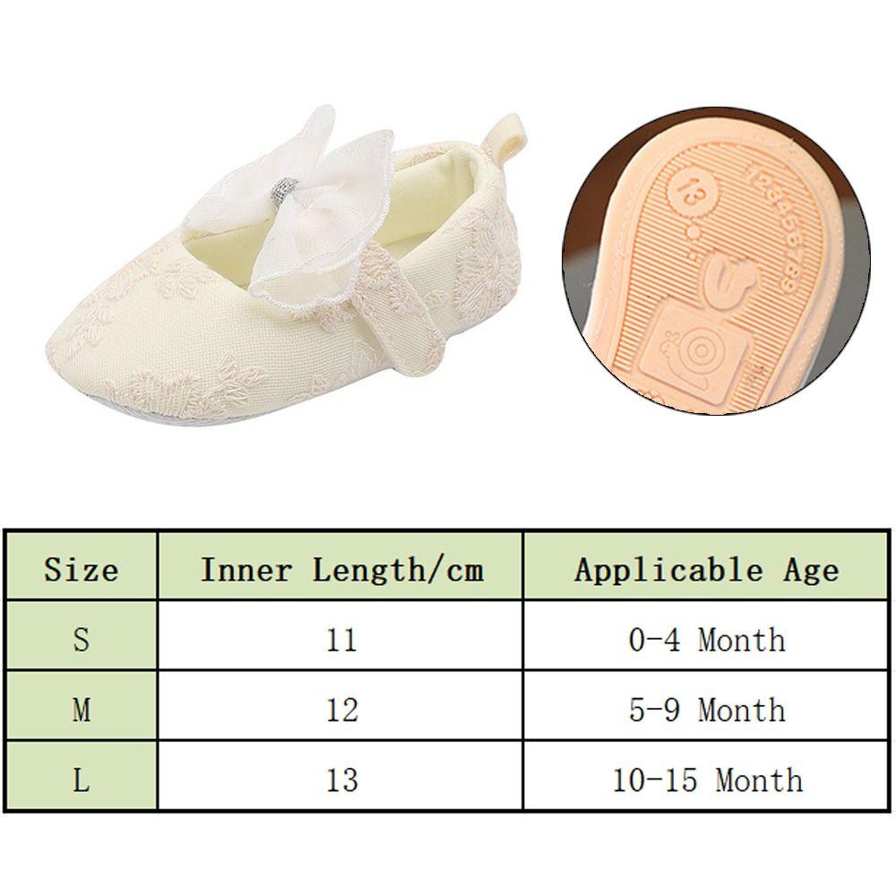 White Color Princess Shoes Non-Slip Sole Rubber Sole Shoes New Toddler Shoes  for 0-15 Month