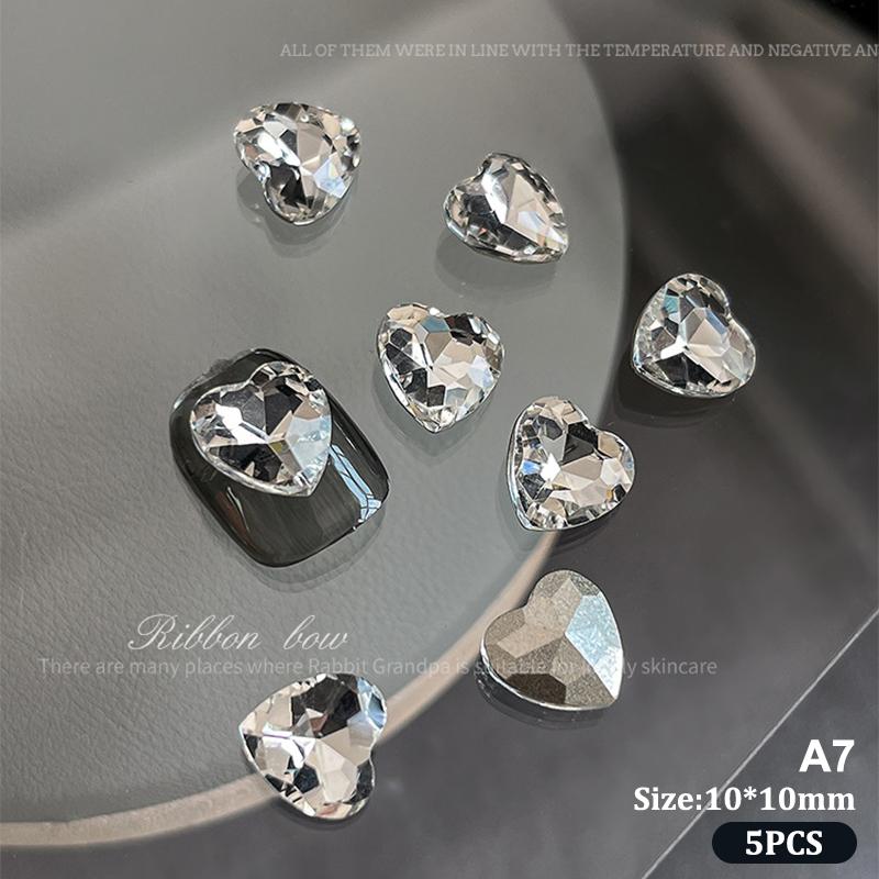 5Pcs Sparkle Sharp Diamond Nail Art Rhinestones Jewel Decoration Mix Clear White Nail Charms Ornaments