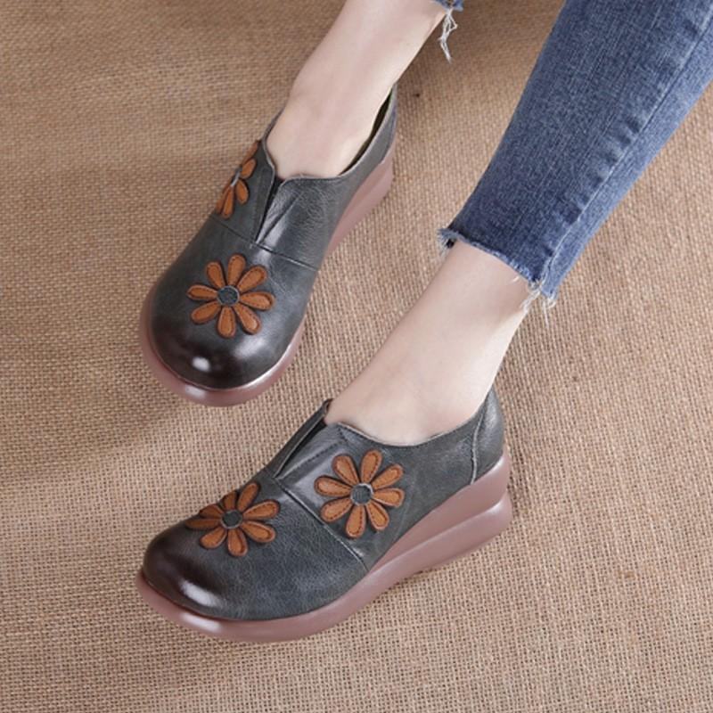 First Layer Cowhide Mother Single Shoes Spring and Autumn Ethnic Style Single Shoes Jurgent Leather One Foot Step