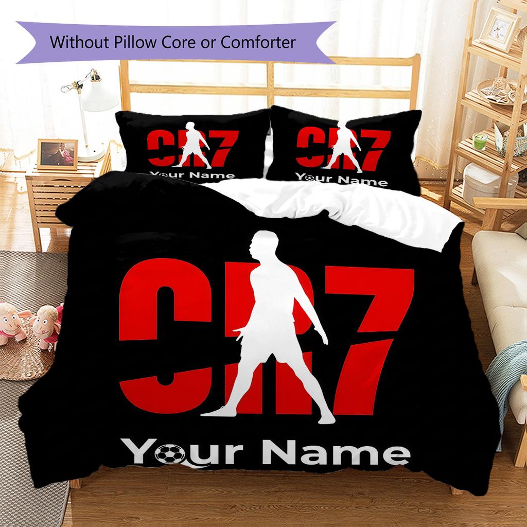 Biancheria da letto personalizzata con nome CR7, Set copripiumino Copripiumino Federa Regalo di compleanno per la casa(1 * copripiumino + 2 * federa, senza nucleo) -HE54