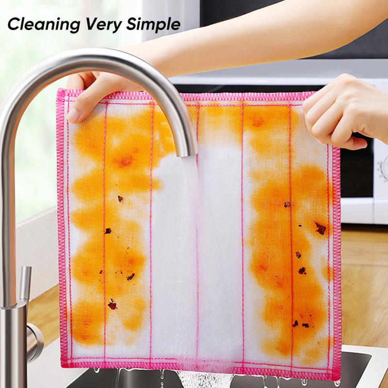 3/5/10pcs, Anti-Oil Kitchen Towel 5 Layers Microfiber Kitchen Cleaning Cloth Thicken Absorbent Scouring Pad Kitchen Daily Dish Towel 11.81inch