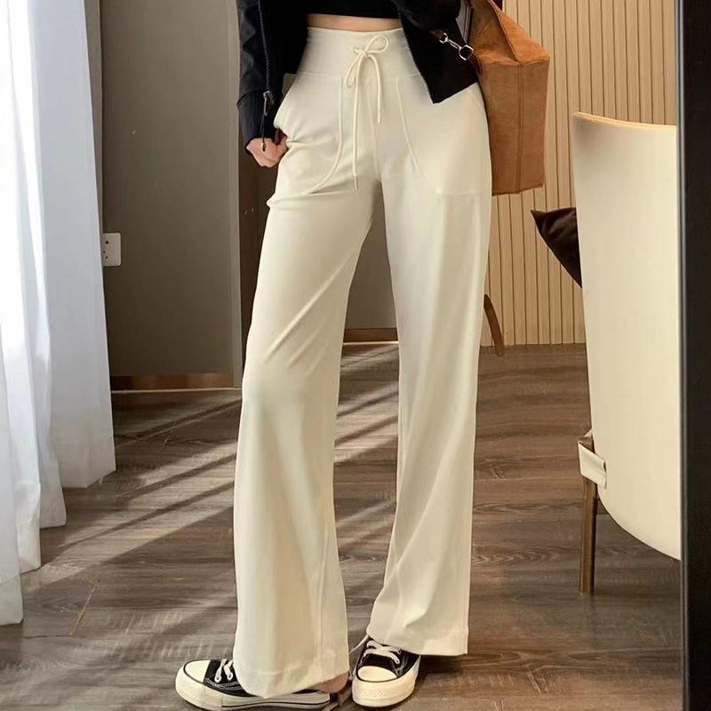 

LULU ZGLY Antibacterial High-Waisted Wide-Leg Yoga Pants - Nude Feel, Elastic Fitness & Running Long Pants for Women in Autumn. Extra Large белый/слоновая кость