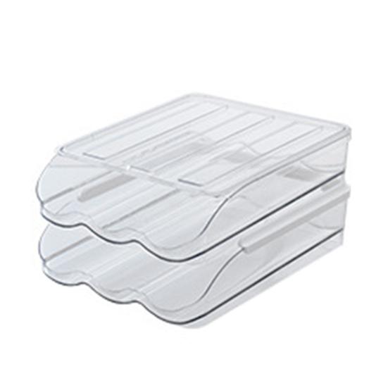 Modern Kitchen Egg Storage Solution Stackable Box, 7 Degree Gentle Slope Design, Countertop Organizer Transparent Plastic Container for Refrigerator