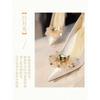 White pointed satin wedding shoes bridal shoes French rhinestone high heels women's high sense