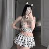 Lolita Cow Girl Sexy Lingerie Corset Women Cows Cosplay Costume Print Japanese Maid Uniform Tempatation Underwear Mini Skirt Set