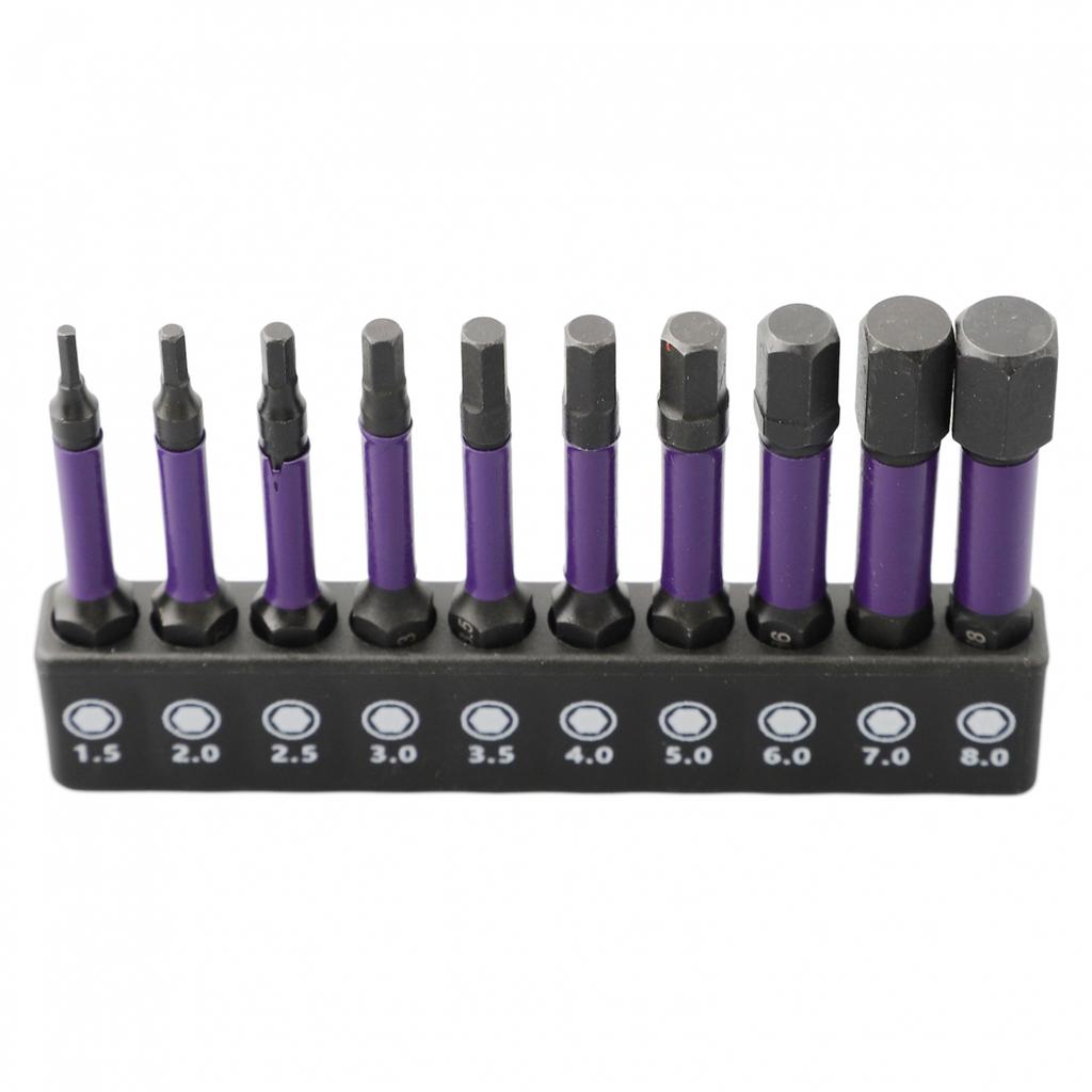 Magnetic Hex Head Screwdriver Bit Set with 10pcs H1 5 H6 for Impact Drivers