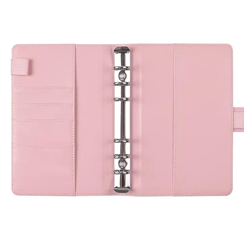 

Обложка для альбома с карточками на кольцах A6 из ПУ-кожи, держатель для коллекционирования фотокарточек K-pop, стильный дизайн, обложка для книги с фотокарточками айдолов (Нет внутренней страницы) розовый