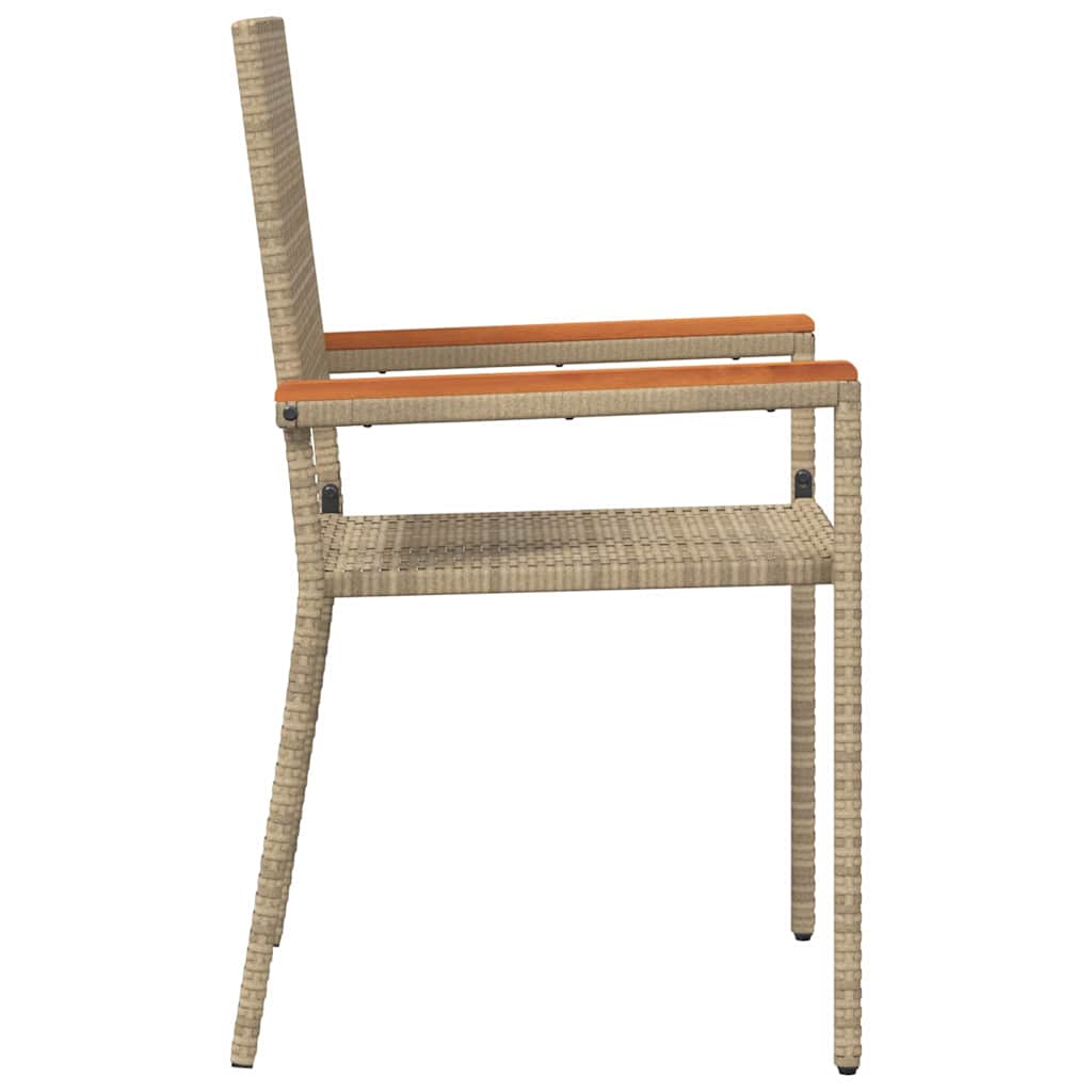 Garden Stackable Chairs 2 Pcs Cream and Brown 54 X 56 X 90 Cm