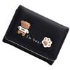 Small Wallet for Girls Women PU Leather Cute Wallet Card Holder Coin Purse for Daily Use Black