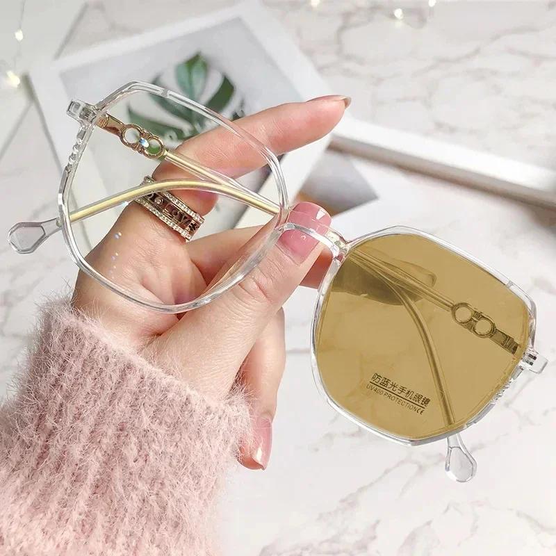 Blue Light Blocking Pochromic Myopia Glasses Vintage Women Men Outdoor Sunglasses Finished Optical Short-sight Goggle Diopter