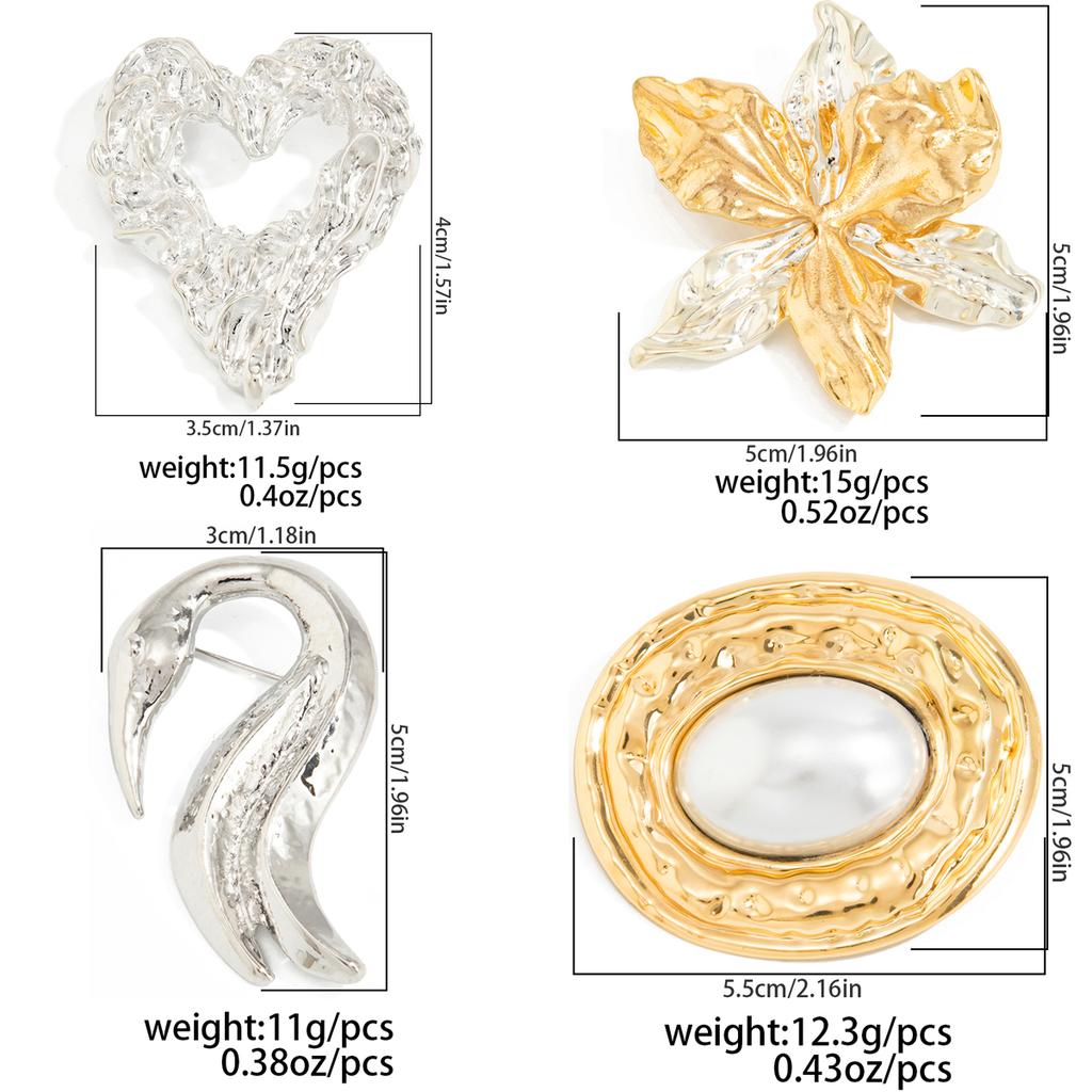 Salircon 4 Styles Trendy Exquisite Hollow Love Heart Suit Brooch Women Elegant Irregular Metal Flower Swan Pin Jewelry Accessory