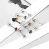 Stainless Steel Cubic Zirconia Stud Earrings - Round Four-Claw Cartilage Piercing Jewelry