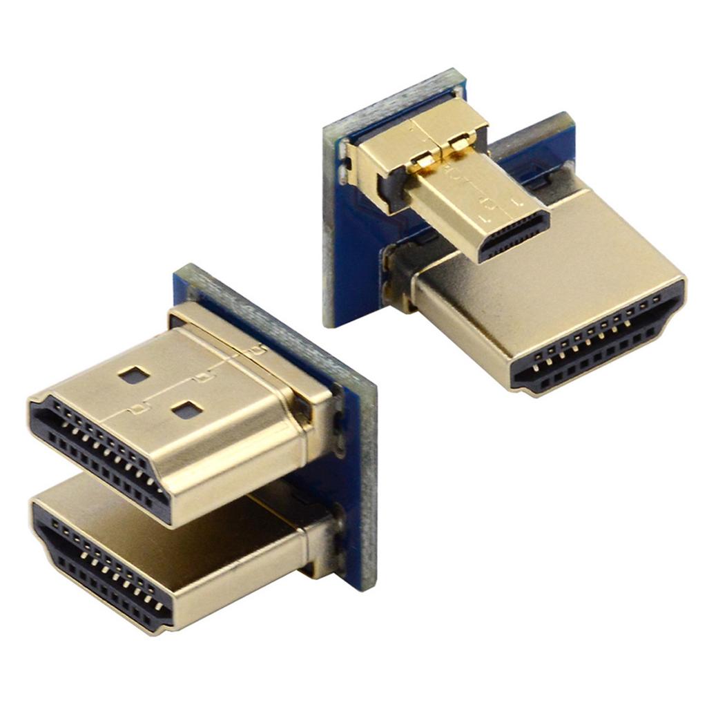 CN-006 2Pcs/Set HDMI To Micro HDMI Adapter,HDMI To HDMI Connector for Raspberry PI 3B/3B+/4B Opposite U Shape Back Angled