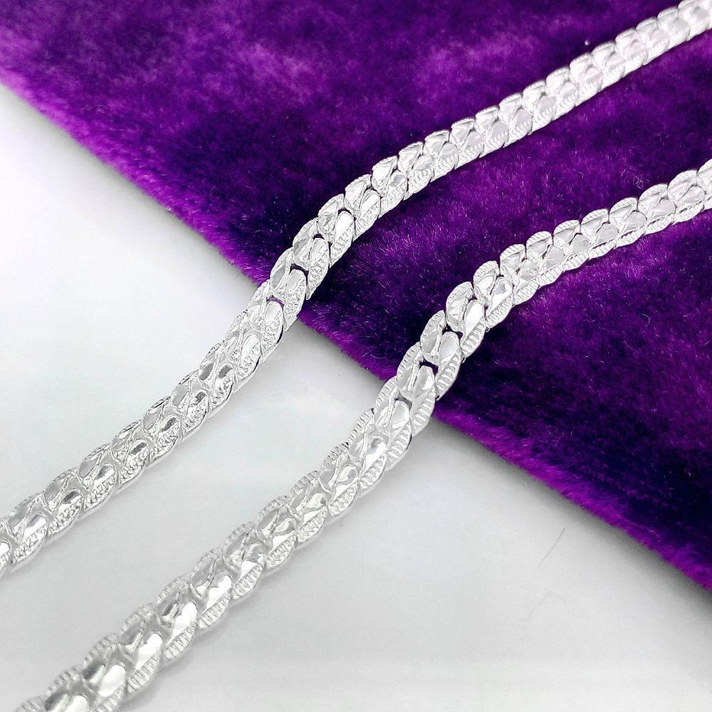 Stylish 5MM Full Side Necklace Copper Silver Jewelry for Women