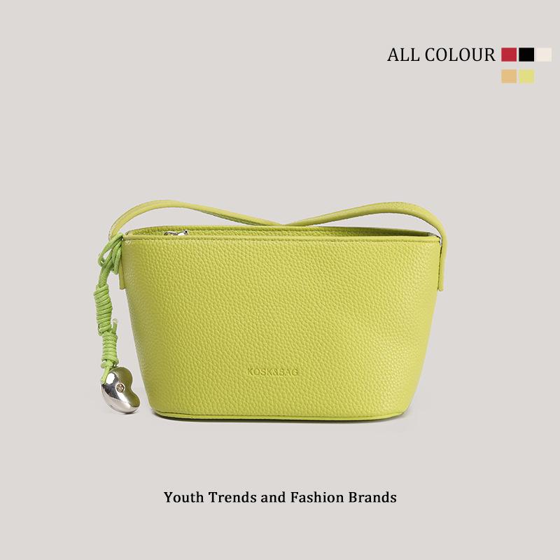 

Niche ingot bucket bag women s new trendy fashion lychee pattern shoulder bag versatile messenger bag