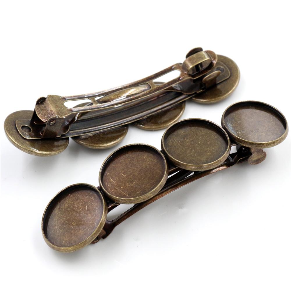 5pcs 12mm 20mm with 4 cameo High Quality Silver Plated / Bronze Gold Plated Copper Material Hairpin Hair Clips Hairpin Setting