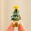 Collectable Glass Table Decor Handmade Mini Christmas Tree Figurine, Blown Tabletop Ornament with Solid Craftsmanship Pieces Star Topper, Desktop for