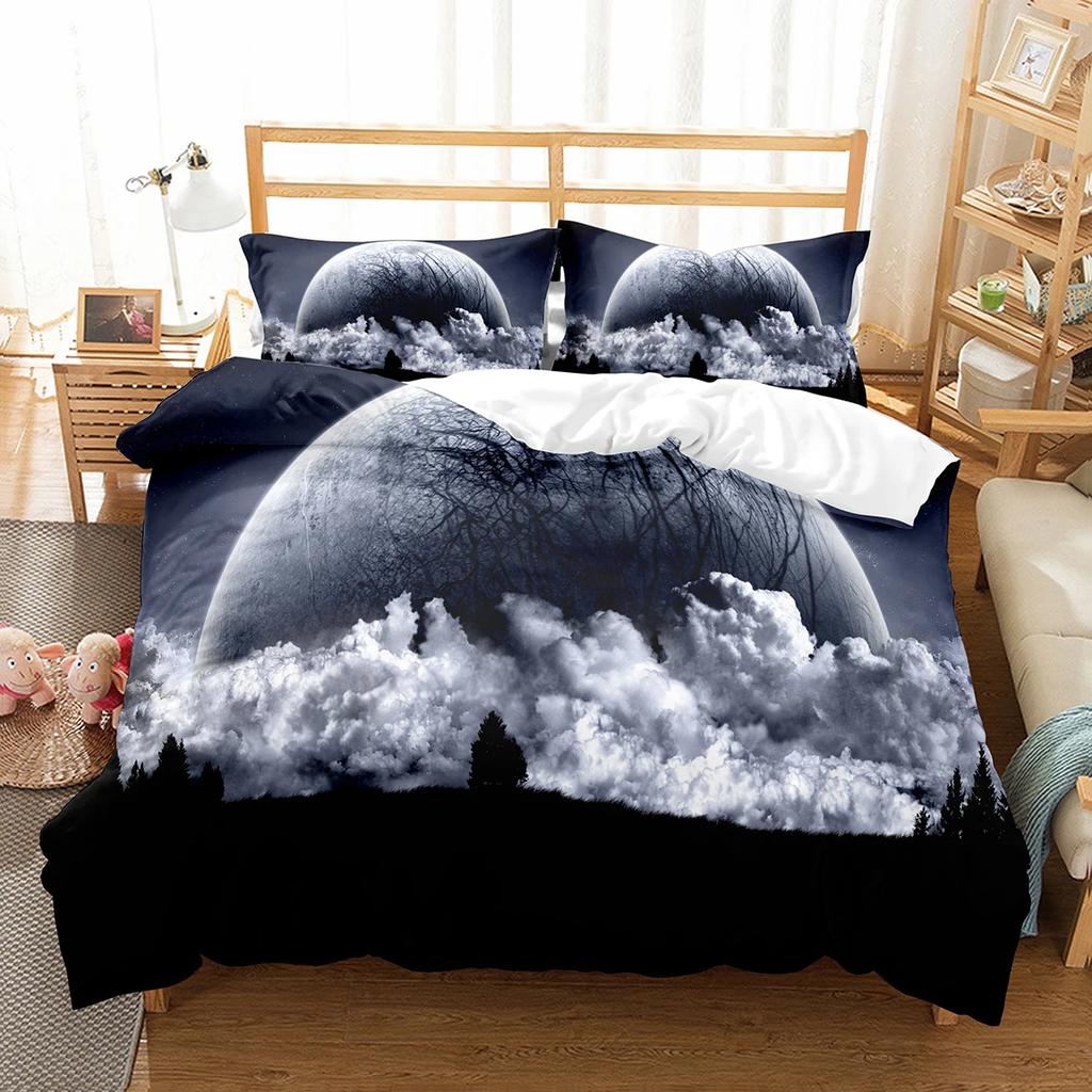 Comforter Enceladus Planet King Queen Solar System Bedding Set Rotate Universe Space Polyester Comforter