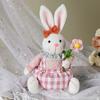 Spring Rabbit Doll Rabbit Figure for Easter Party Decors Kids Holiday Gift Colorful Accent for Windowsill Shelf