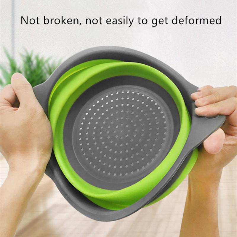 Folding Silicone Drain Basket Fruit Vegetable Washing Basket Foldable Strainer Colander Collapsible Drainer Kitchen Storage Tool Set