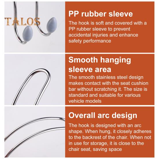4Pcs Car Seat Headrest Hook Heavy Duty Stainless Steel Multifunctional Universal SUV Auto Seatback Mount Organizer Hanger Car Interior Accessories