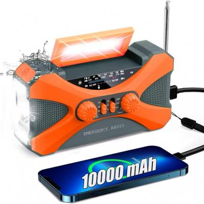 10000mAh Portable Emergency Radio-3 Modes LED Flashlight LED Reading Lamp SOS Alarm And Hand Crank Dynamo For Camping Travel
