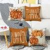 New Thanksgiving Autumn Cushion Pumpkin Maple Leaf Hand-painted Text Home Cushion Pillow Cover