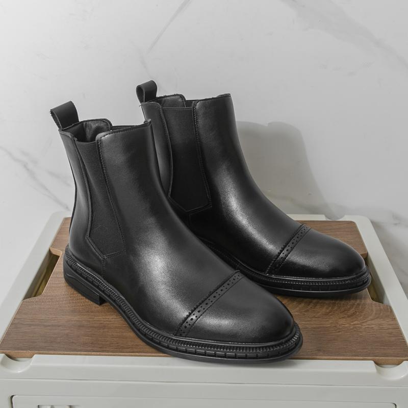 Fashion New Trend Chelsea Boots Fashion Mens Business Casual Shoes British Style High Top Shoes Classic Ankle Boots Versatile Male Botas