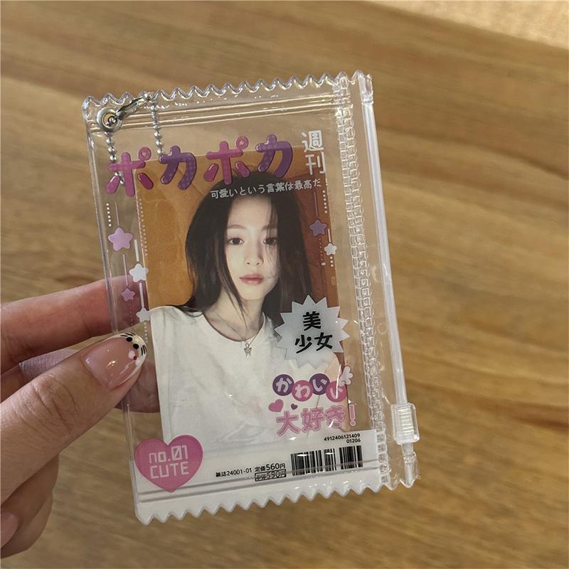 1 Piece 3-Inch Idol Photo Card Protective Cover Card Holder Chain Candy Bag Ins Card Holder Transparent Photocard Holder