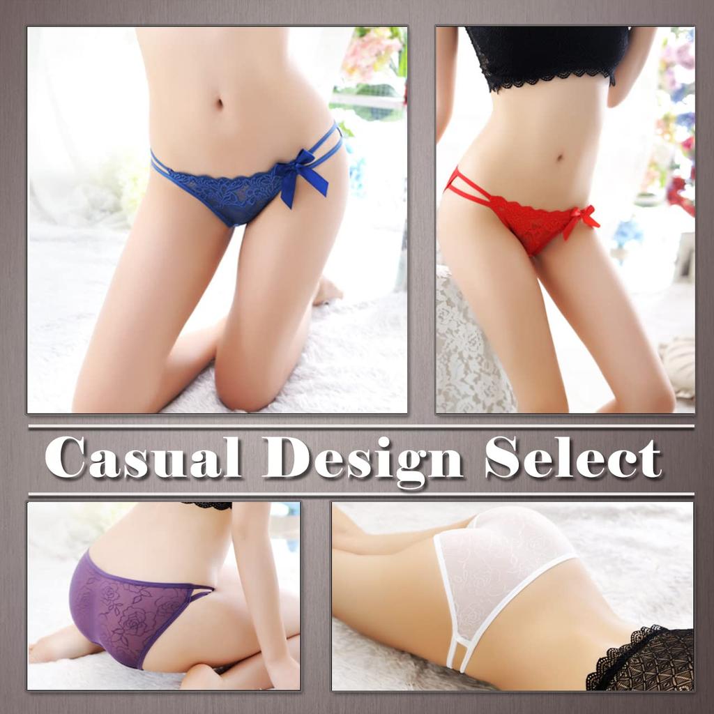 ONE LIMITATION Lace Ribbon Sexy PT007 Women's Thongs, Panties, Underwear, Lingerie, (3. Beige)