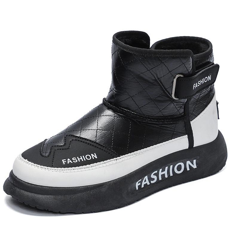 Winter New Velvet Thickened Warm Snow Boots Men's Shoes Leather Surface Thick Sole Fashion Trendy Cotton Shoes