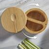 Multifunctional Bamboo Condiment Container Swivel Lid Kitchen Condiment Pots  Kitchen Organizer