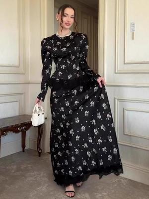 2025 Autumn Retro Elegant Long Sleeve Dress Set for Women