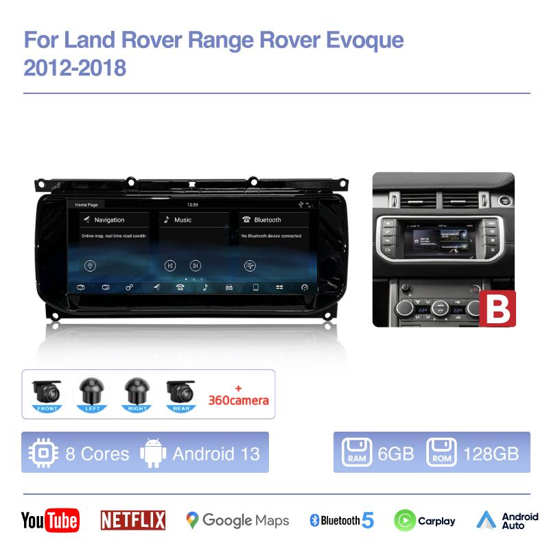 10.25" Car Multimedia Video Player For Land Range Rover Evoque 2012-2018 GPS Navigation Radio Android12 8+256G CarPlay 4G Host