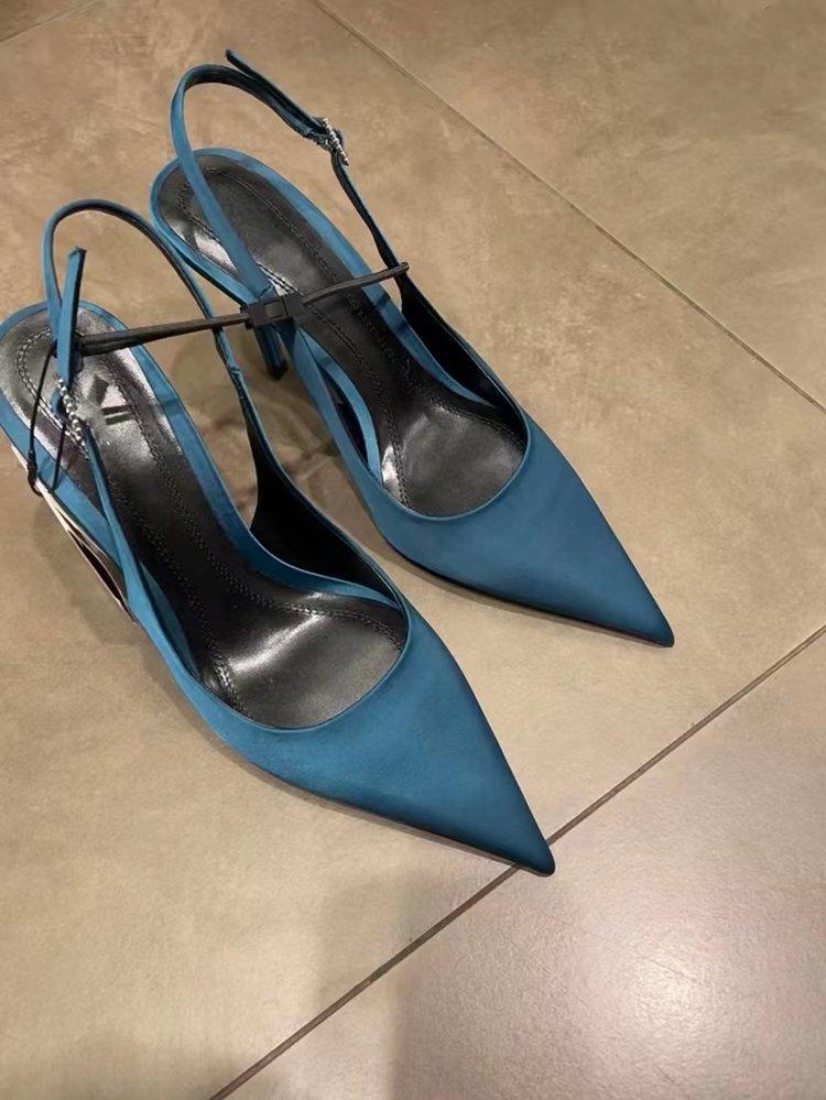 

Large size summer new simple women s sandals bag head fashionable suede thin heel pointed head Korean version versatile high heel sandals 40 peacock синього кольору