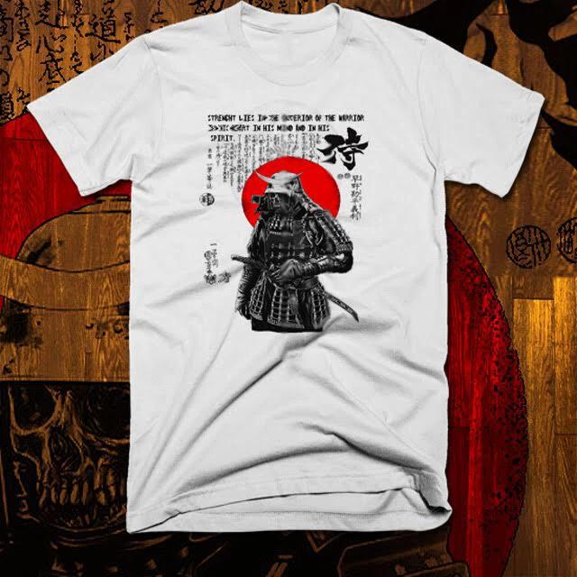 

Samurai t-shirt japanese Warrior with katana kill bill jack style bushido code S