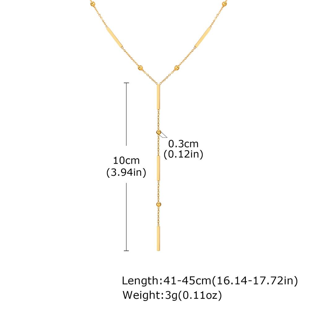 Fashion Stainless Steel Square Strip Bead Separator Y-Shaped Tassel Women'S Necklace Gold Jewelry Accessories Nc-2049