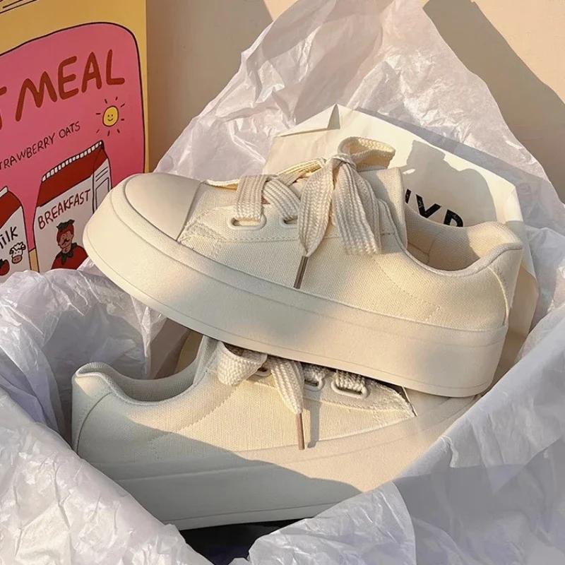 Women Shoes Canvas Breathable Walking Flat Shoes Sneakers Women  Casual Vulcanized Shoes White Students Footwear 40 Size