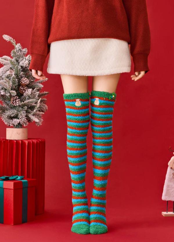 2020 Autumn/Winter Women's Coral Over-the-Knee Socks with Thickened Length and Cartoon Animal Patterns