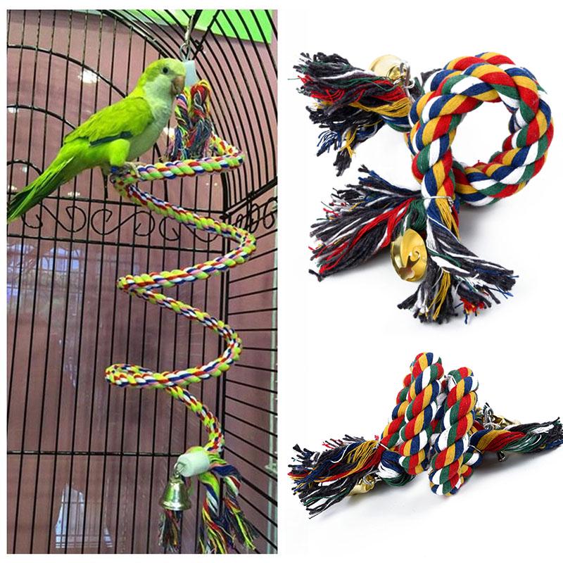 Cheap Parrot Birds Rope Toy Standing Hanging Rope Hook Perch Chew Peck