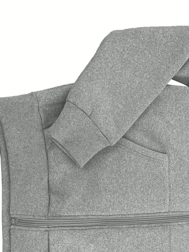 Plus Size Women's Winter Zipper Hoodie Cardigan - Solid Color, Lambswool Lined, US Sizes