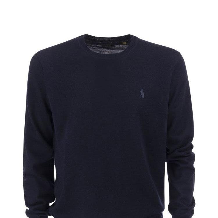Polo Ralph Lauren FW22 Solid Logo Embroidered Crew Neck Sweater Men sweater Blue 710876846-003