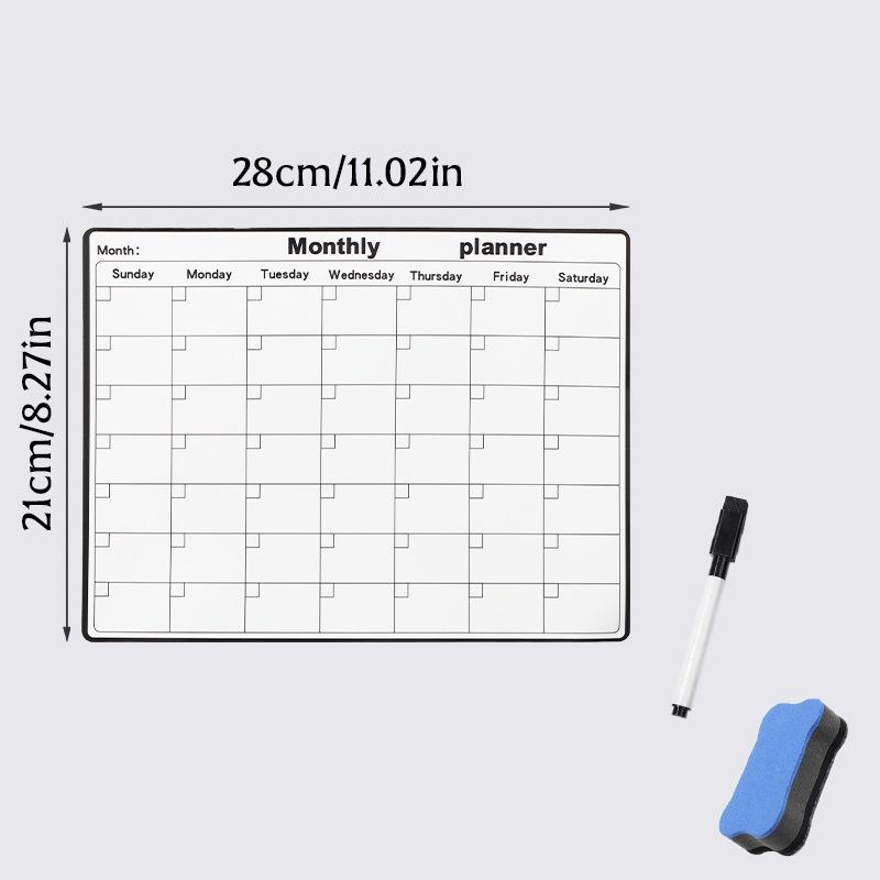 Refrigerator Magnet Monthly Planner With Dry Erase Surface And Reusable Design Perfect For Home Kitchen Schedule Organization