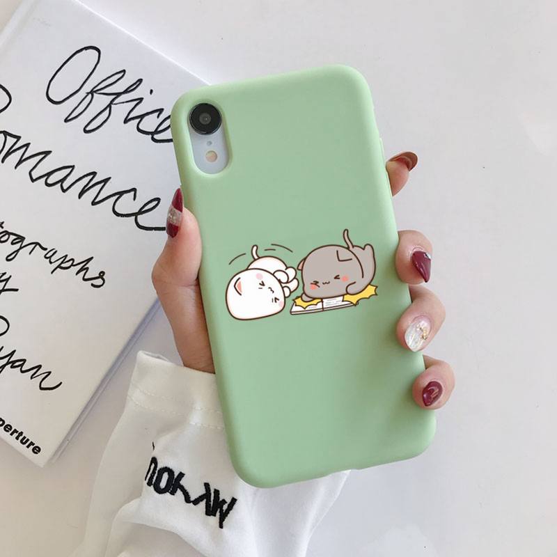 

FHNBLJ Mochi Peach Goma Cat Чехол для телефона Мягкий однотонный чехол для iPhone 11 12 13 mini pro XS MAX 8 7 6 6S Plus X XR iphone 11 pro