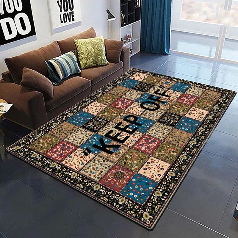 Keep Off Pattern Dekorativer quadratischer Teppich Modernes Haus Wohnzimmer Boden Matte Schlafzimmer Teppich Kunst Poster Matte Fans Geschenk Alfombra