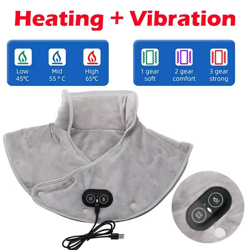 Shoulder Neck Heating Pad Electric Vibration Shawl Warm Shoulder Neck and Back Tools Cervical Wrap Heated Warmer Relaxed Health